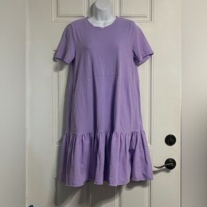 T9- SUN68 LILAC Tiered Flared T-Shirt Dress